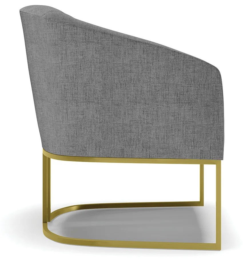 Poltrona Decorativa Industrial Dourado kit 2 Stella Linho D03 - D'Rossi - A26 Grafite