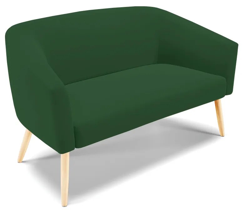 Namoradeira e 2 Poltronas Pé Palito Natural Stella Veludo Verde D03 - D'Rossi