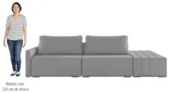 Sofá Ilha Modular com Puff para Sala Living 232cm Georgia Z08 Veludo C