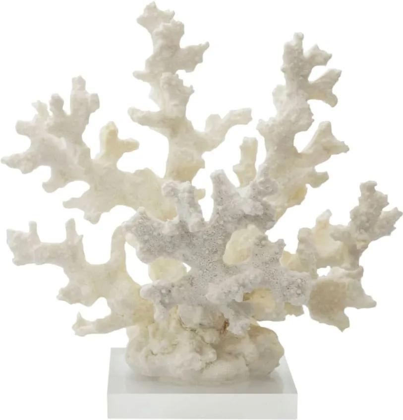 Escultura de Coral em Resina Branca e Base em Acrílico - 22x23x10cm