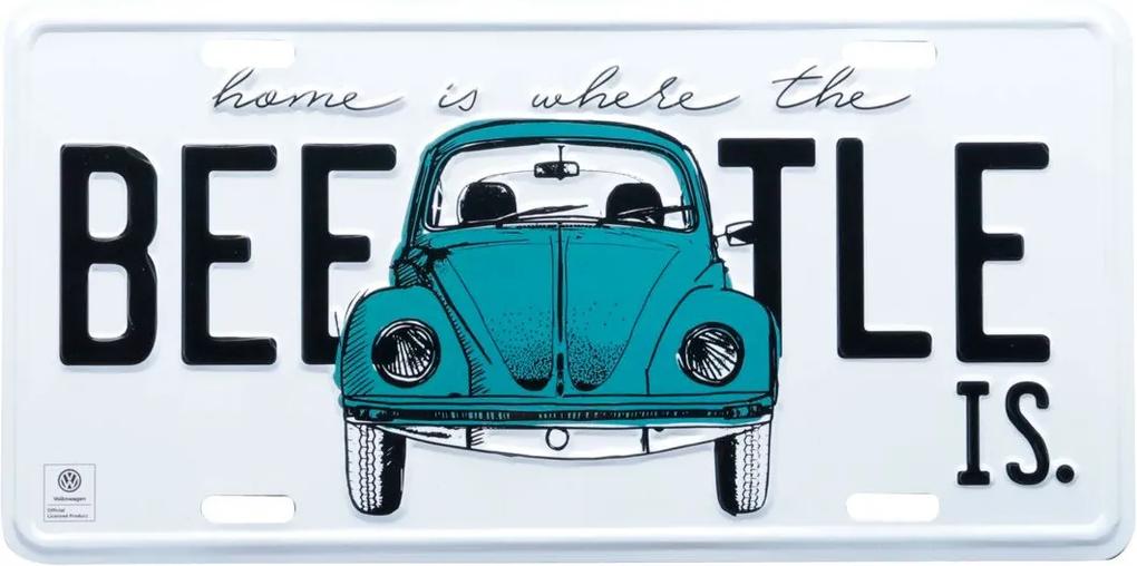 Placa Decorativa de Alumínio Beetle Fusca Azul Volkswagen