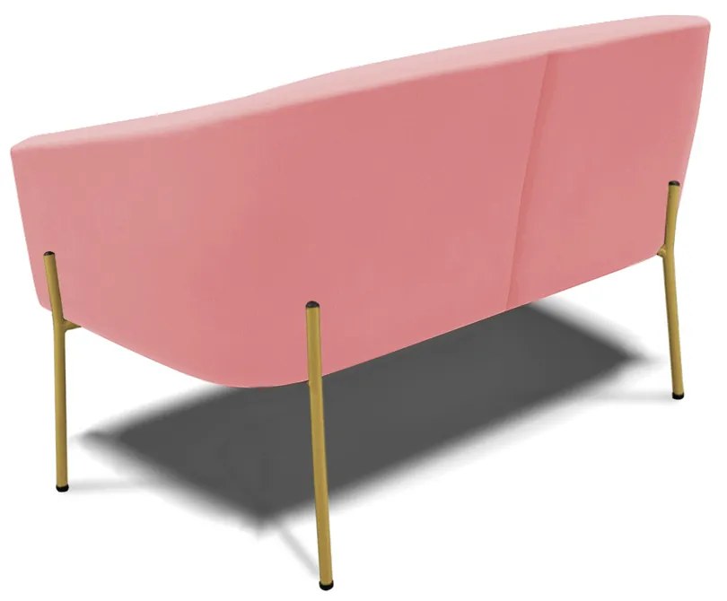 Sofá 2 Lugares Namoradeira Pé de Ferro Dourado Stella Suede D03 - D'Rossi - Rose