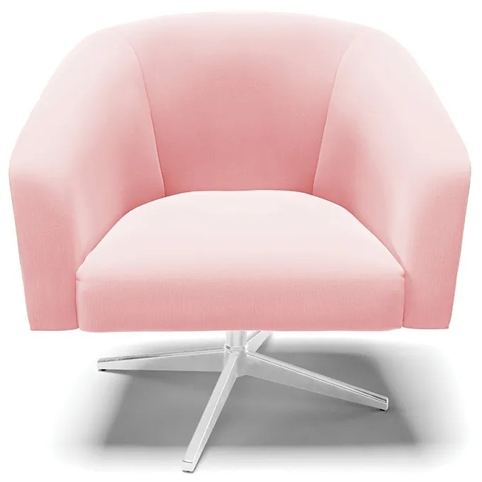 Poltrona Decorativa Giratória Cromada Stella Suede D03 - D'Rossi - Rosa Bebê