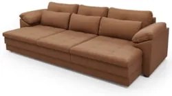 Sofá Retrátil 3 Lugares Para Sala 297cm Dijon Couro Mel S07 - Mpozenat
