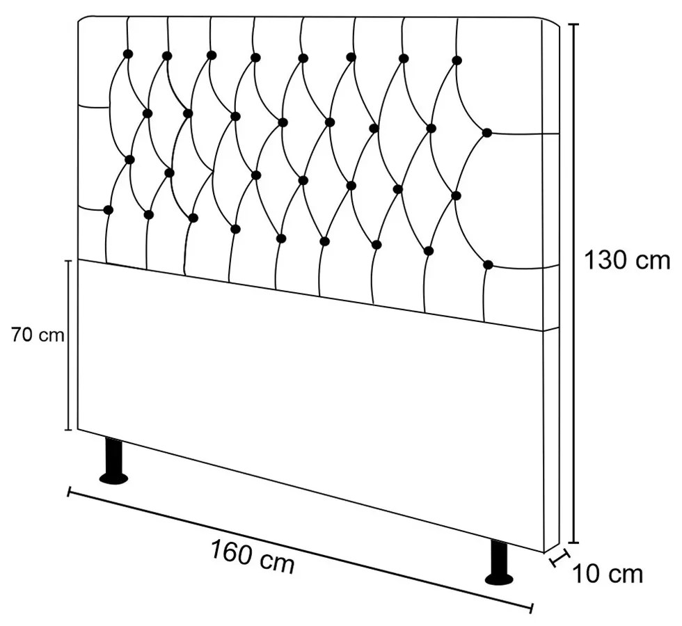 Cabeceira Diamante Para Cama Box Queen 160 cm Linho Cinza - D'Rossi