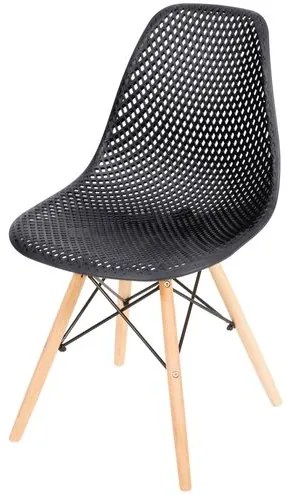 Cadeira Eames Furadinha cor Preta com Base Madeira - 50004 Sun House