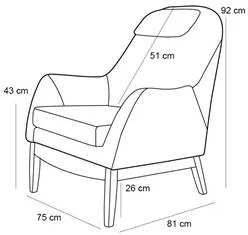 Kit 2 Poltronas Decorativas Base Madeira Selena Veludo C-261 Marrom -