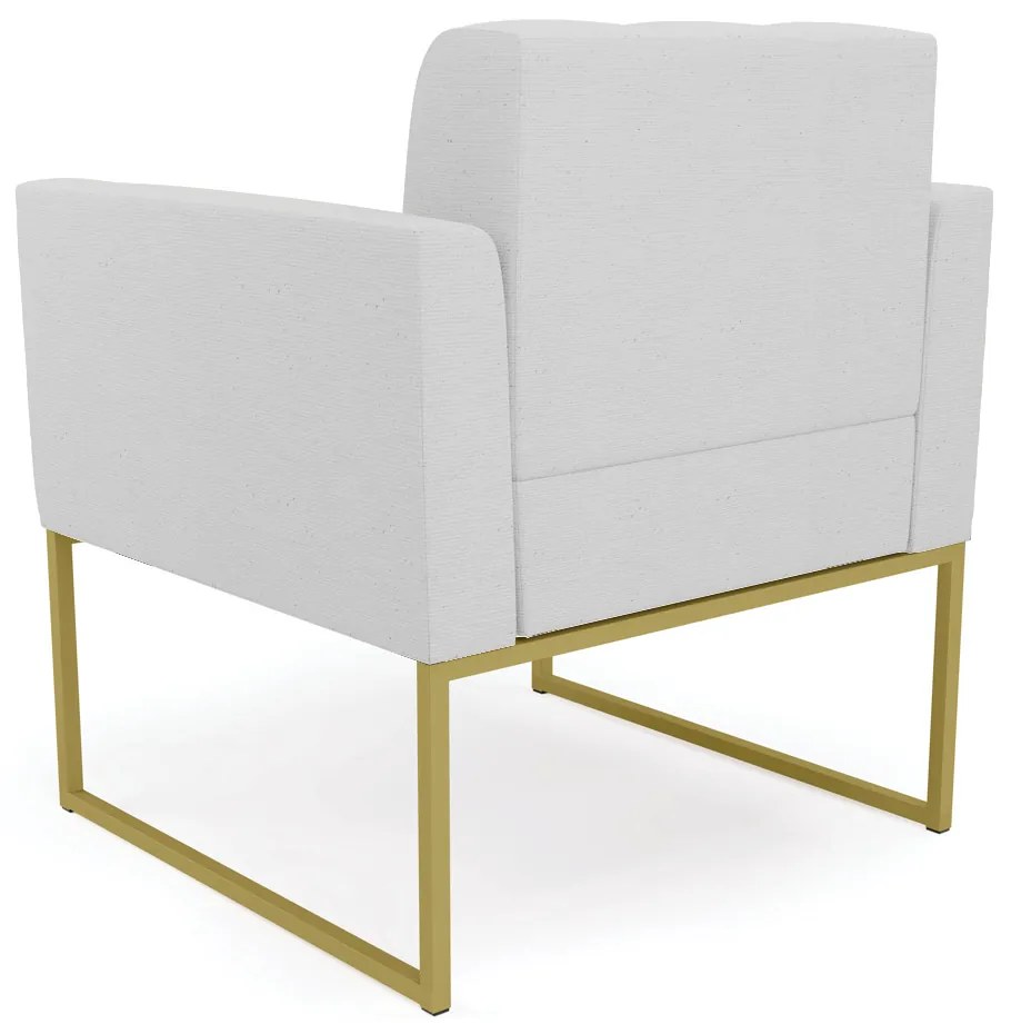 Poltrona Elisa Linho Base Metálica Industrial Dourado - D'Rossi - A05 Cinza