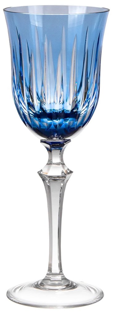 Taça de Cristal Lapidado Artesanal p/ Água - Azul Claro - 66  Azul Claro - 66