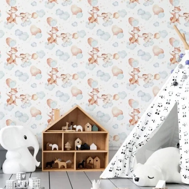 Papel Infantil Quarto Bebê Bichinhos Aquarela Dcorando