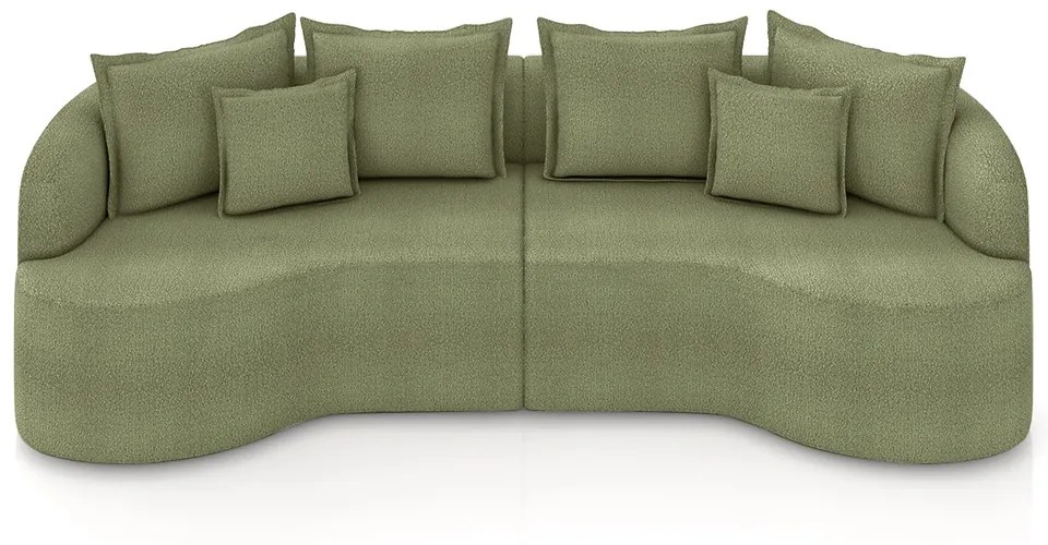 Sofá Living Decorativo Salinas 2 Lugares com Almofadas 210cm Modulado Bouclê Verde G33 - Gran Belo