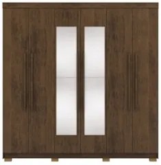 Guarda Roupa Casal 218cm Com Espelho Elegance Imbuia Rústico - Vila Ri