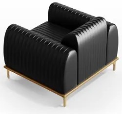 Kit 2 Poltronas Decorativas Base Gold Molino D06 PU B-159 Preto - Mpoz