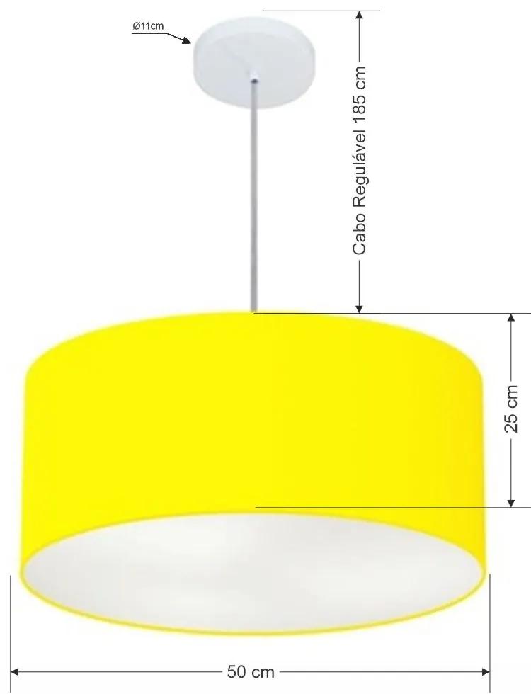 Pendente Cilíndrico Amarelo MJ-4100 Para Mesa de Jantar e Estar