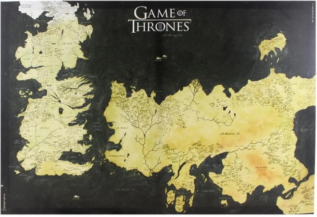 Quadro Mapa  De Westeros E Essos Preto E Amarelo Zona Criativa