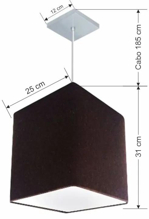Lustre Pendente Quadrado Md-4051 Cúpula em Tecido 31/25x25cm Preto - Bivolt