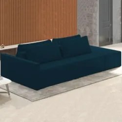 Sofá Ilha Modular com Puff para Sala Living 232cm Georgia Z08 Veludo A