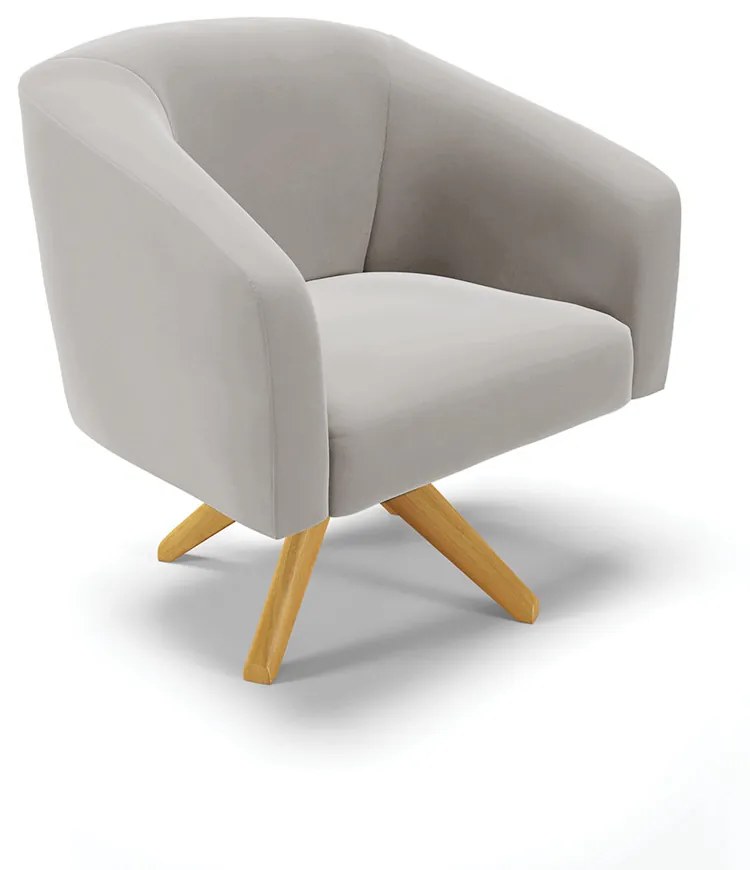 Poltrona Decorativa Giratória MA30 Kit 2 Stella Veludo D03 - D'Rossi - Cinza