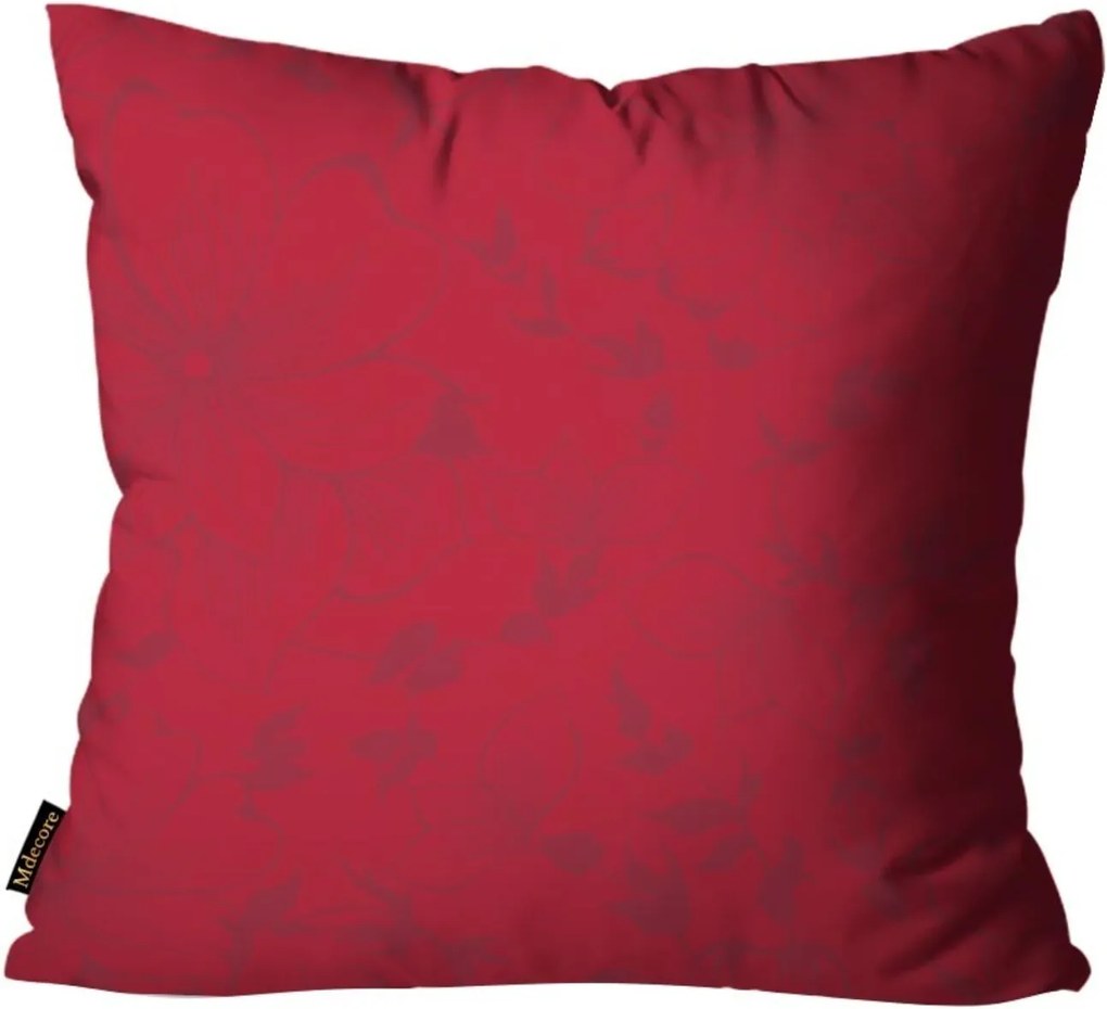 Capa para Almofada Premium Cetim Mdecore Floral Vermelho 45x45cm