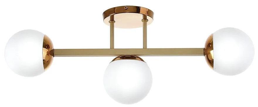 Plafon De Sobrepor Metal E Vidro Globinho 60X12X25Cm 3 X G9 Globo Ø12C... (GRAFITE / CROMADO)