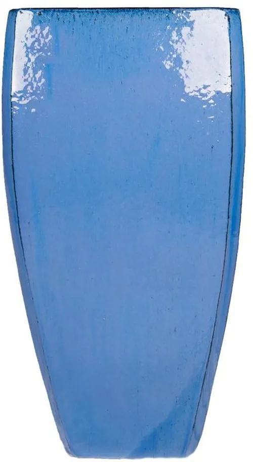 Vaso Vietnamita Cerâmica Importado Quadrado Alto Milan Azul Cobalto D41cm x A86cm