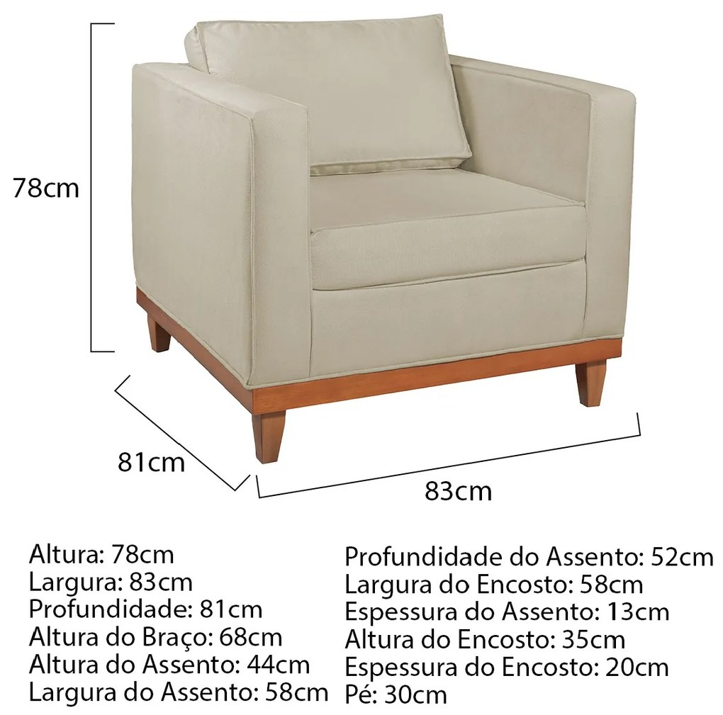 Kit Sofa 2 Lugares e Poltrona Europa Bouclé - ADJ Decor