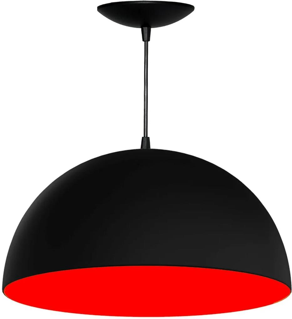 Pendente Meia Esfera de 50 Cm (preto Textura / Vermelho)