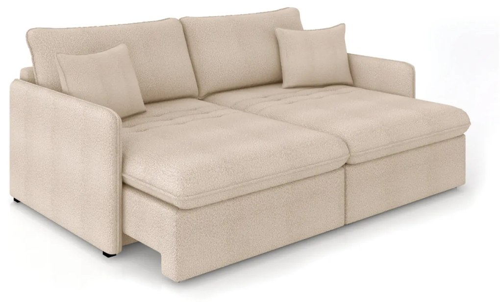 Sofá Retrátil Reclinável 4 Lugares 254cm Maili Bouclê Creme K01 - D'Rossi