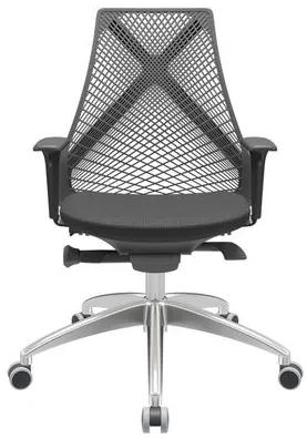 Cadeira Office Bix Tela Preta Assento Aero Preto Autocompensador Base Alumínio 95cm - 63939 Sun House