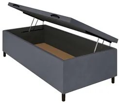 Base para Cama Box Baú Solteiro 88x188cm Hit I02 Suede Cinza - Mpozena