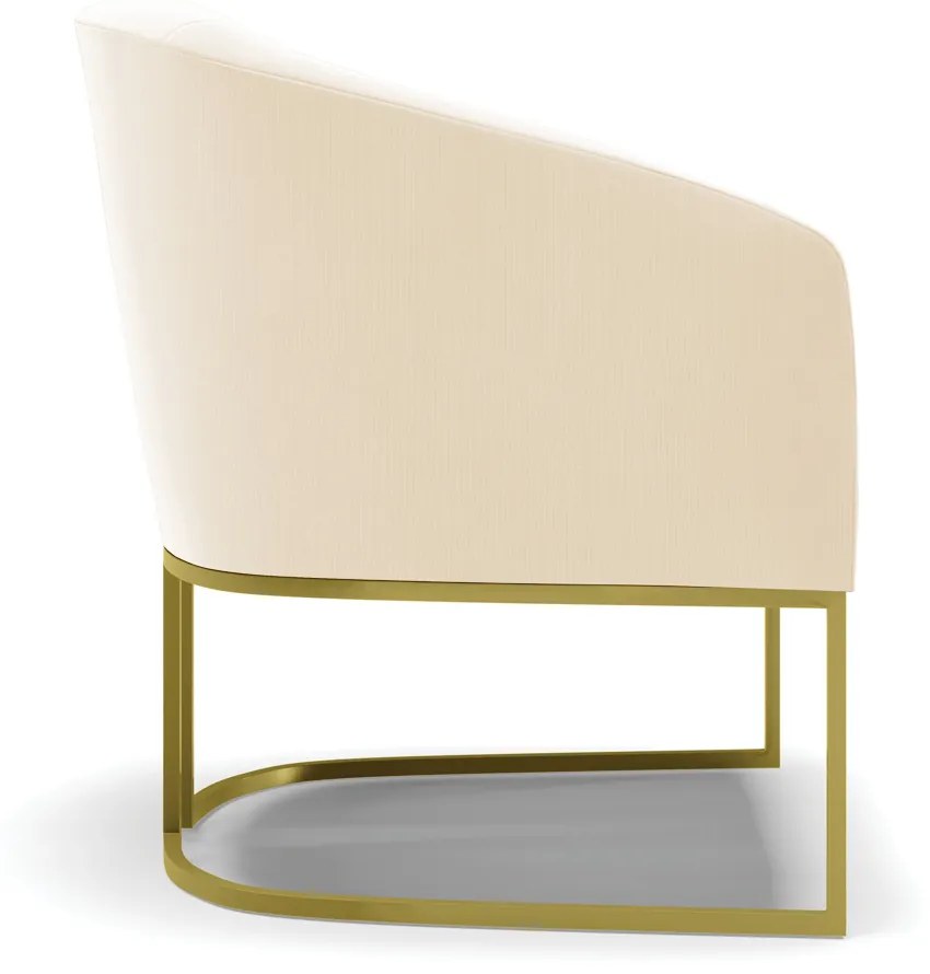 Poltrona Decorativa Industrial Dourado kit 2 Stella Suede D03 - D'Rossi - Bege