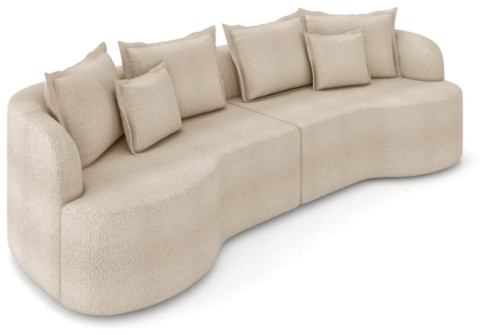 Sofá 5 Lugares Orgânico Living 290cm Mersa Bouclê Creme K01 - D'Rossi