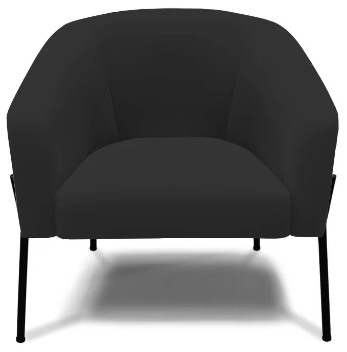 Poltrona Decorativa Pé de Ferro Preto Kit 2 Stella Veludo Preto D03 - D'Rossi