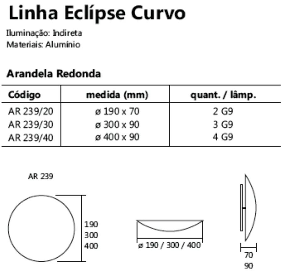 Arandela Eclipse Curvo 4Xg9 Ø40X7Cm | Usina 239/40 (DR-M Dourado Metálico)