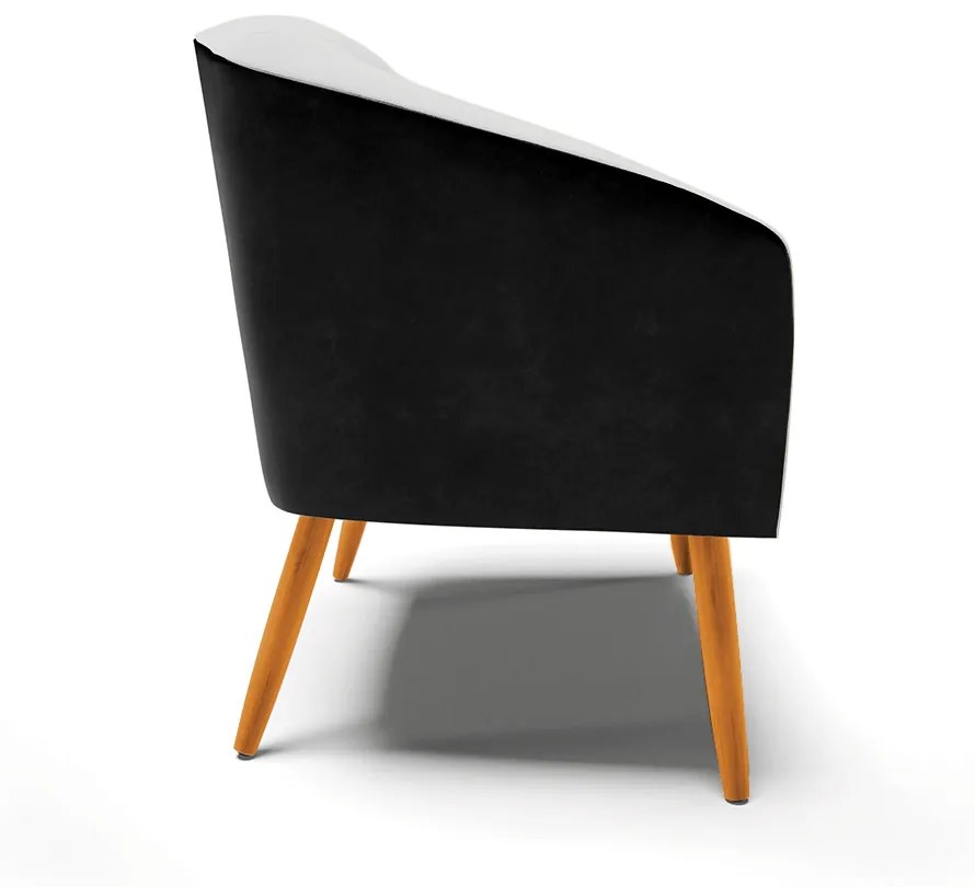 Poltrona Decorativa Pé Palito Castanho Stella Preto/Linho Cinza D03 - D'Rossi