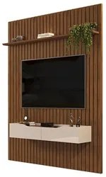 Painel para TV 65 Pol Ripado com Bancada Suspensa 183x212cm Pratisk D0