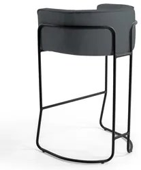 Banqueta Decorativa Base Aço Preto Betina Veludo C-317 Cinza - Domi