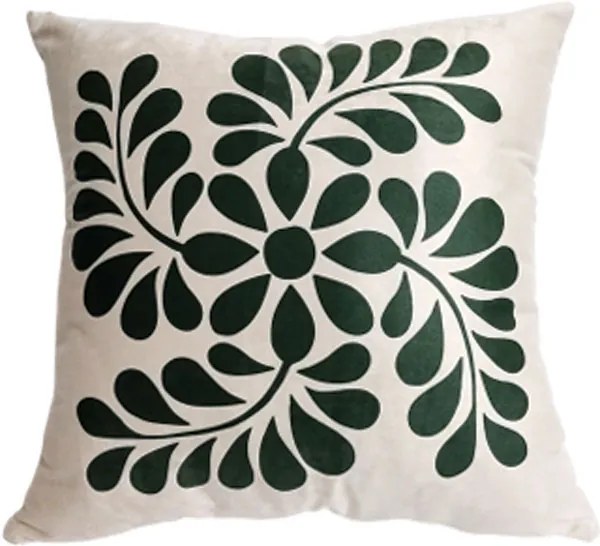 Capa de Almofada de Veludo Lotus Tons Verde 44x44cm - ALO-0145 - Sem enchimento