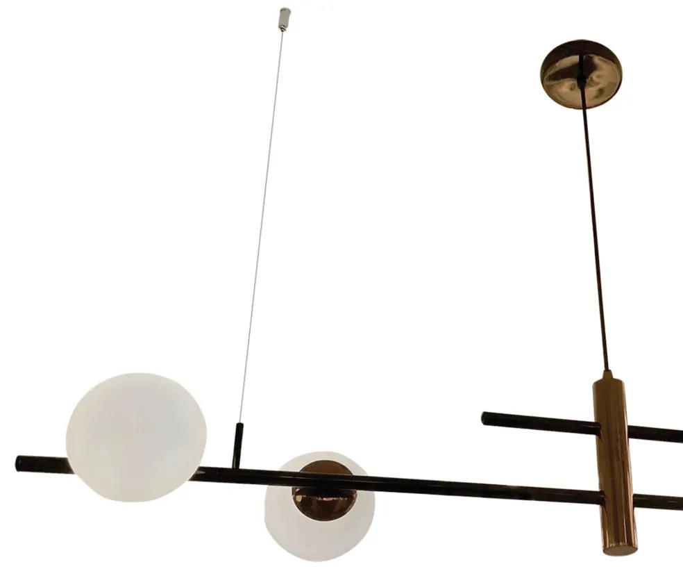 Pendente Versus 23,6X21,9X121,4Cm 4Xg9 Globo Ø10Cm - Usina 25130/4 (OL-F - Verde Oliva Fosco, AMBAR)