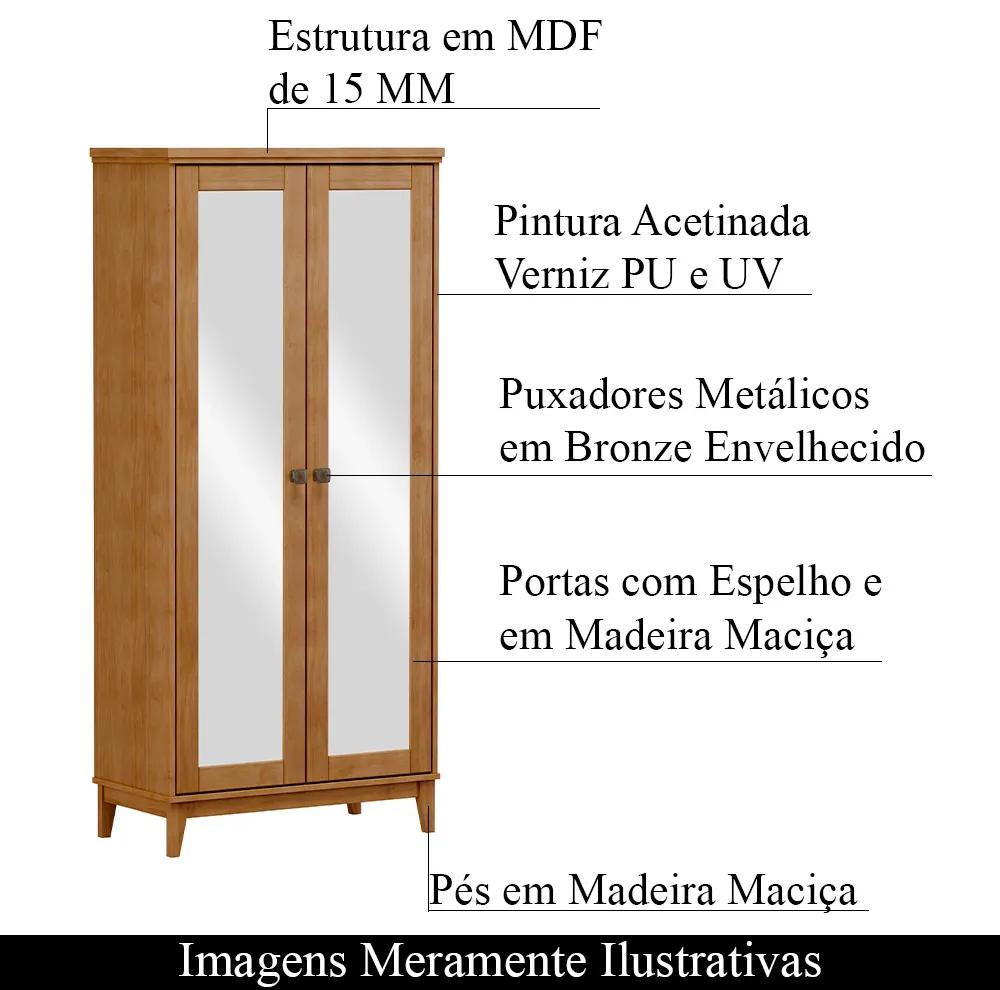 Armário Organizador Decorativo Every Madeira 2 Portas Com Espelho Freijó G74 - Gran Belo