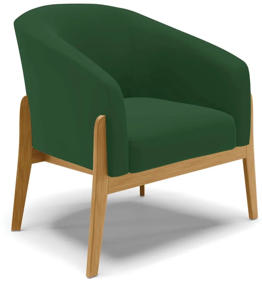 Poltrona Decorativa Base de Madeira Stella Veludo Verde D03 - D'Rossi