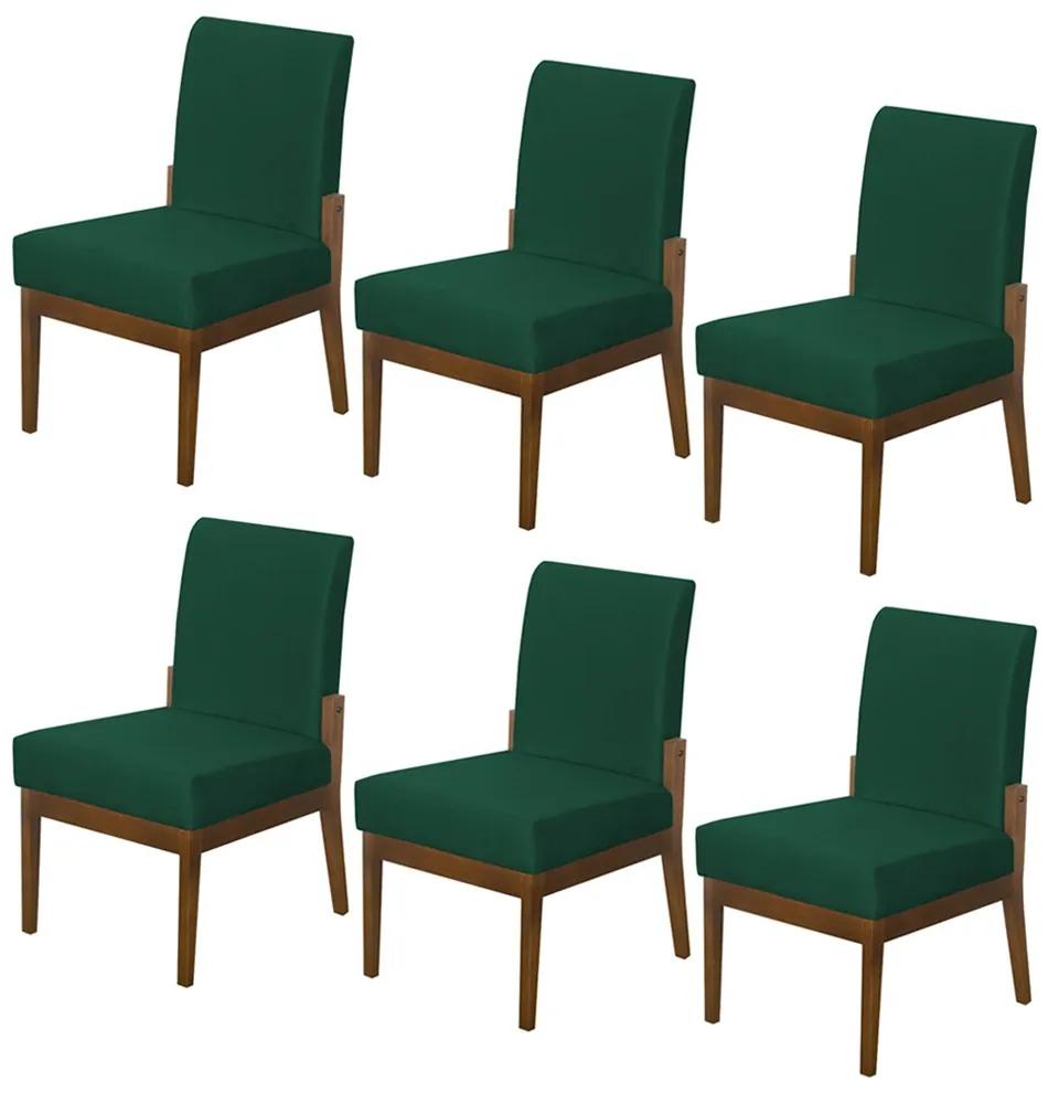 Kit 06 Cadeiras de Jantar Helena Suede Verde Bandeira