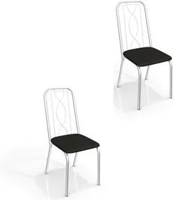Kit 02 Cadeiras para Cozinha Viena 2C072CR Cromado/Preto - Kappesberg