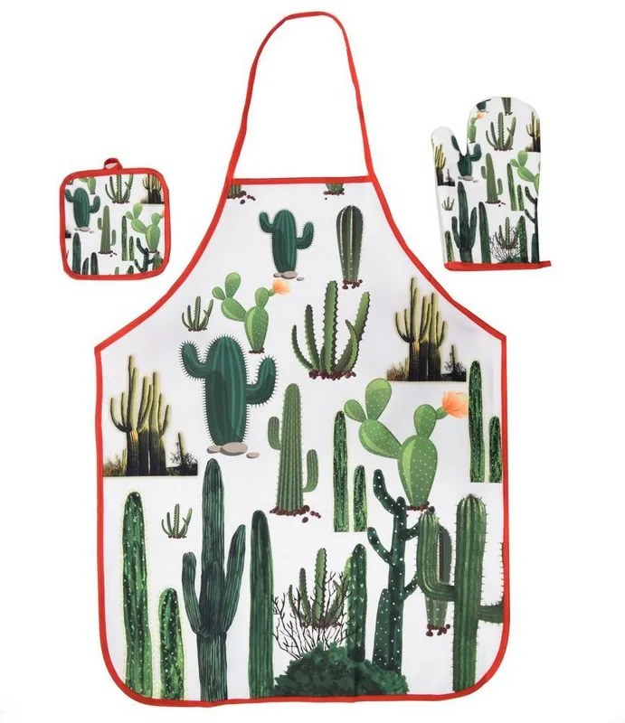 Kit Cozinha Avental, Luva e Descanso de Panela - Cactus