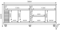 Rack para Sala Bancada de TV 65 Pol 150cm Madrid C05 Freijó/Off White