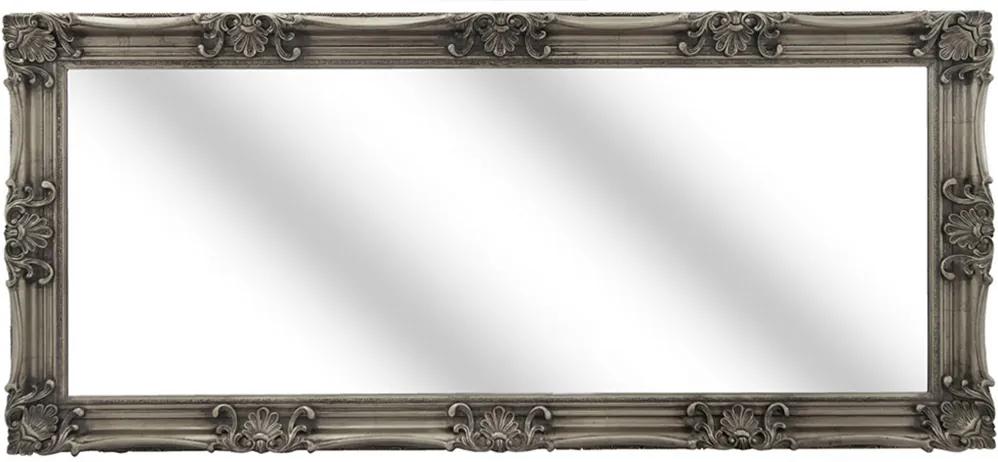 Espelho Em Madeira Entalhada Clássica Retangular Prata - 180x80cm