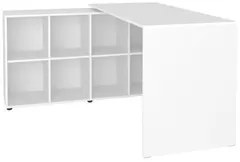 Mesa Escrivaninha em L Eron e Estante Livreiro Stela A06 Branco/Freijó