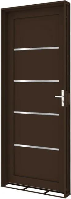 Porta Social de Aço de Abrir com Friso Bronze Abertura Direita - 215x85x14cm - 3545 - Vitrolar - Vitrolar
