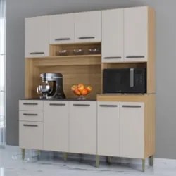 Armário de Cozinha Compacta 180cm Regina P11 Damasco/Off White - Mpoze