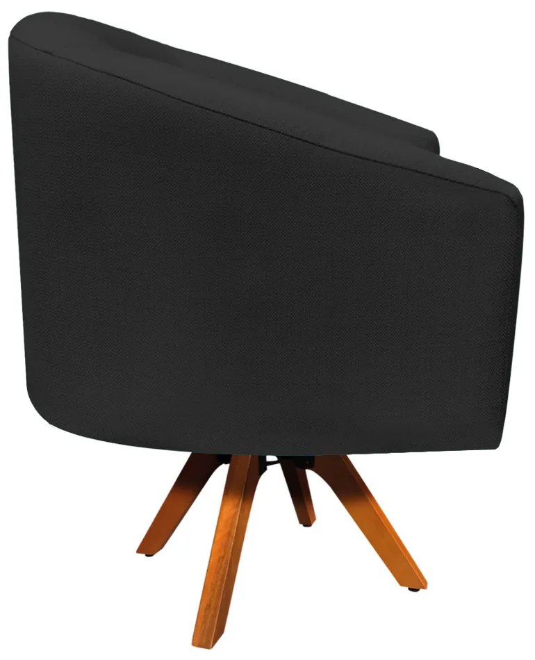 Poltrona Decorativa Giratória MM30 Stella Linho Preto D03 - D'Rossi